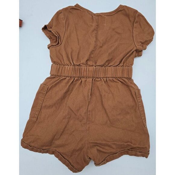 Old Navy Toddler Girls Short Sleeve Romper Belted Button Front Brown Size 2T - Picture 5 of 5